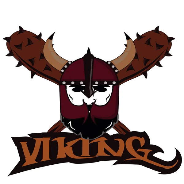 Emblema Viking logo del teschio guerriero — Vettoriale Stock