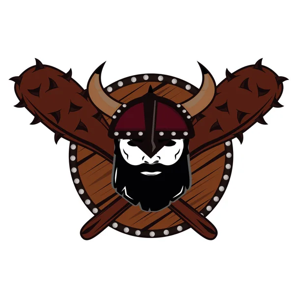 Emblem Wikinger Krieger Totenkopf Logo — Stockvektor