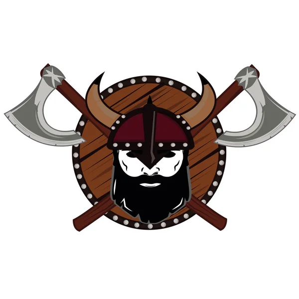 Emblem Wikinger Krieger Totenkopf Logo — Stockvektor