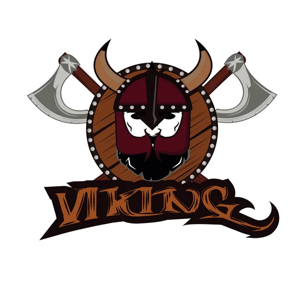 Emblem Wikinger Krieger Totenkopf Logo — Stockvektor