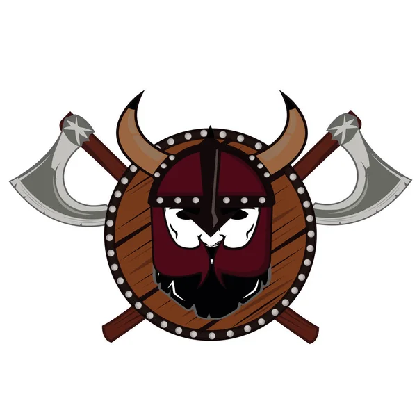 Emblema Viking guerrero cráneo logo — Archivo Imágenes Vectoriales