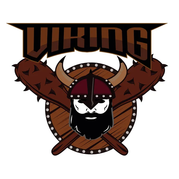 Emblema Viking logo del teschio guerriero — Vettoriale Stock
