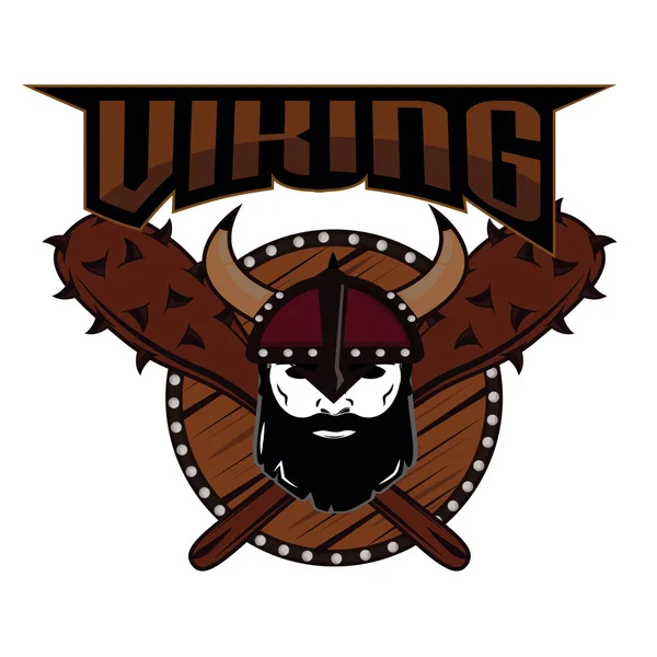 Emblema Viking guerrero cráneo logo — Archivo Imágenes Vectoriales