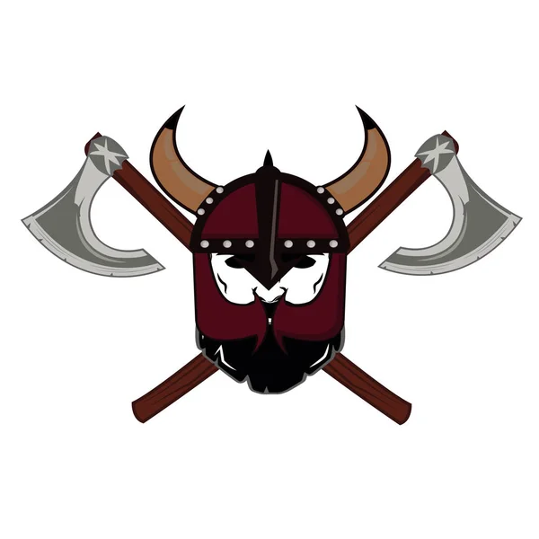 Emblema Viking guerrero cráneo logo — Archivo Imágenes Vectoriales