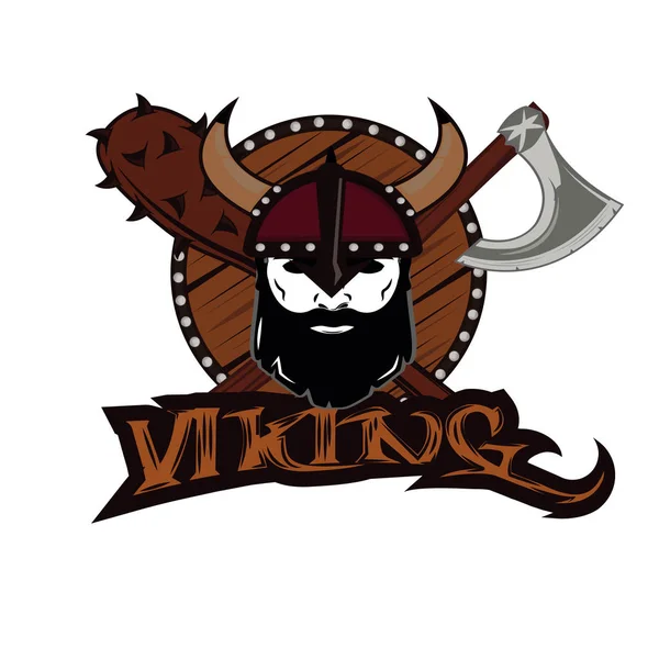 Emblem Wikinger Krieger Totenkopf Logo — Stockvektor