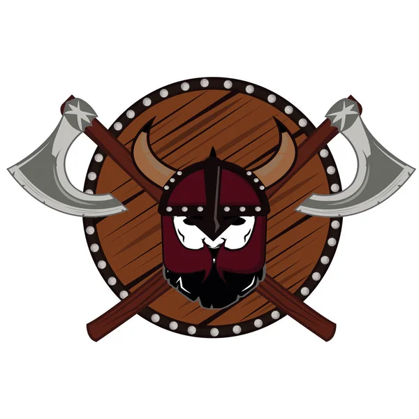 Emblema Viking guerrero cráneo logo — Archivo Imágenes Vectoriales