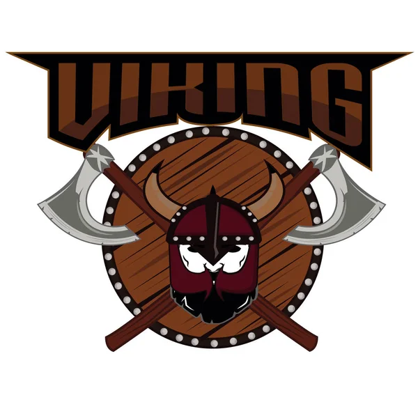 Emblema Viking logo del teschio guerriero — Vettoriale Stock