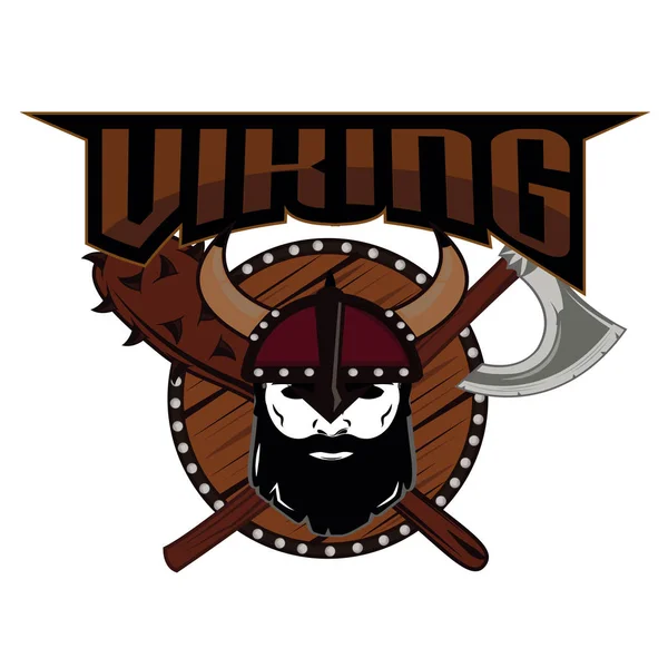 Emblemet Viking krigare skalle logotypen — Stock vektor