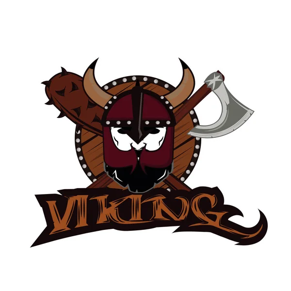 Emblème Viking guerrier crâne logo — Image vectorielle