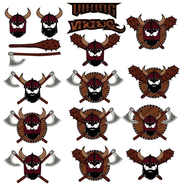 amblem Viking savaşçısı kafatası logosu