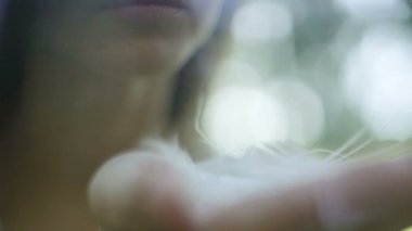 Güzel sevimli Bayan darbeler tüy