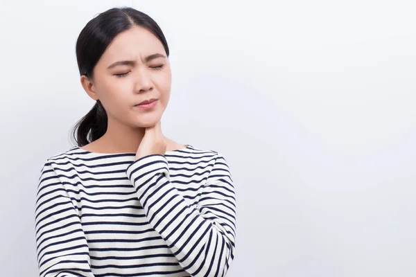 Woman has sore throat — Stock Photo, Image