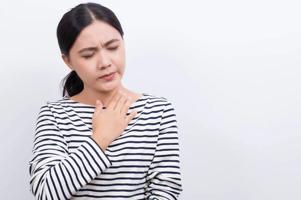 Woman has sore throat — Stock Photo, Image