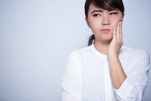 Woman has toothache coppy space — Stock Photo, Image