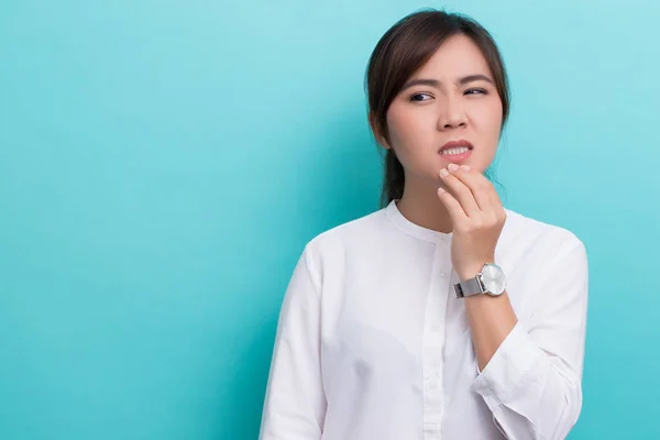 Woman has toothache — Stock Photo, Image