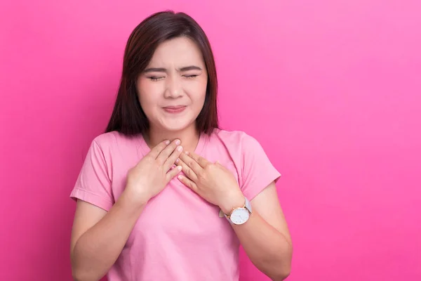 Woman has sore throat — Stock Photo, Image