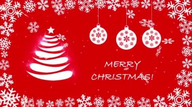 Görüntüleri Merry Christmas düşen kar taneleri, Noel ağacı toplar ve bir Noel ağacı