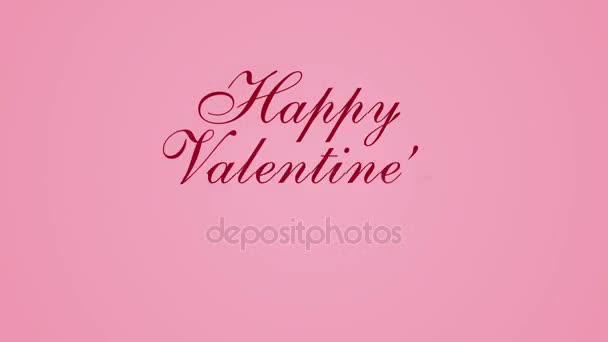 Filmati Buon San Valentino con cuori e farfalle su sfondo rosa — Video Stock