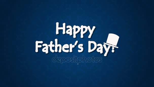 Filmati Happy Fathers Day con cappello su sfondo blu scuro — Video Stock