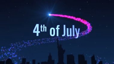 Koyu mavi zemin üzerine bir havai fişek ile görüntüleri Mutlu Bağımsızlık günü