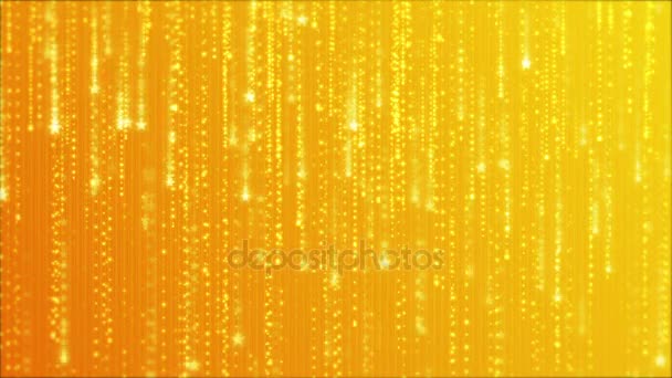 Filmación Caída de estrellas sobre un fondo dorado — Vídeo de stock