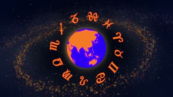 I segni zodiacali ruotano intorno alla terra — Video Stock