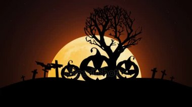 Mutlu Halloween pumpkins, ay ve yarasalar ile