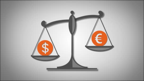 Balance avec symboles Dollar et Euro — Video