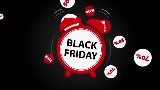 Black Friday Vente avec réveil sur le fond noir — Video