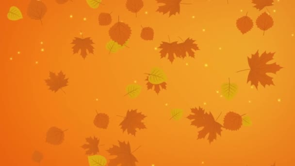 Осінній жовтий фон з падаючим листям — стокове відео