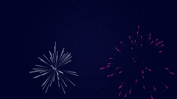 Feuerwerk auf dunkelblauem Hintergrund — Stockvideo