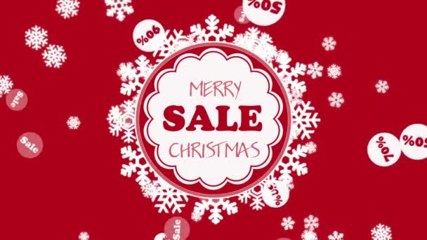 Christmas Sale on the red background with snowflakes — Stock Video