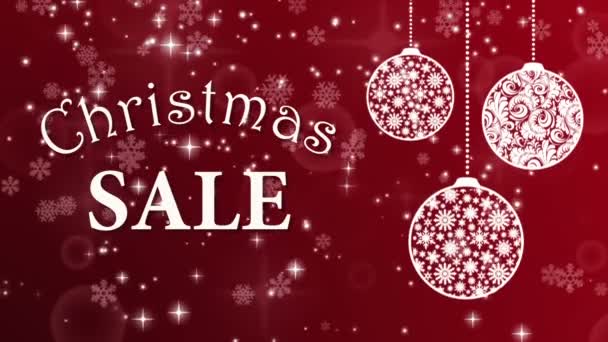 Рождественская распродажа с падающими снежинками и рождественскими елками — стоковое видео
