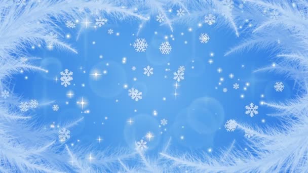 Nytt år blå bakgrund med frost mönster — Stockvideo