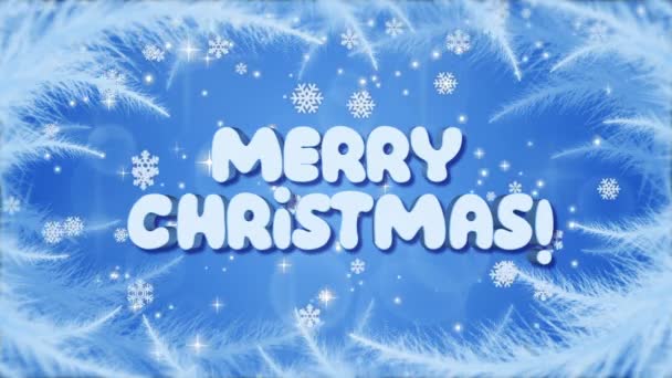Merry Christmas met vorst patronen en sneeuwvlokken — Stockvideo