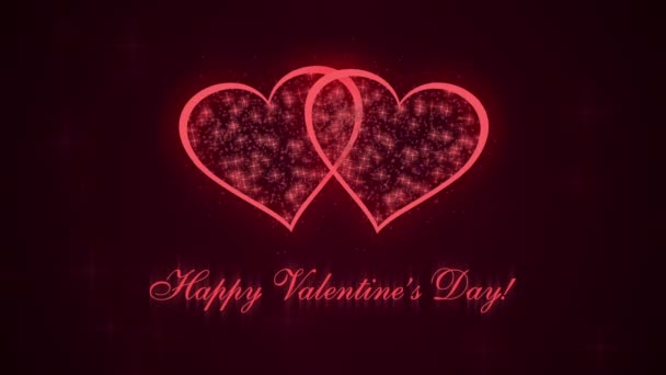 Fröhlicher Valentinstag mit Herz und glühenden Teilchen — Stockvideo