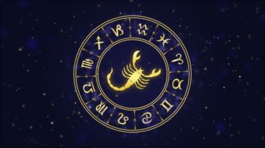 Burcu Akrep ve Astroloji tekerlek üzerinde koyu mavi arka plan