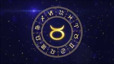 Burç Toros ve Astroloji tekerlek üzerinde koyu mavi arka plan