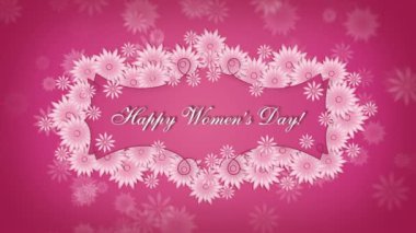 Mutlu kadın günü 8 Mart çiçeklerle, pembe arka plan