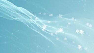 Hafif Kar taneleri ve parlayan parçacıkları ile mavi arka plan