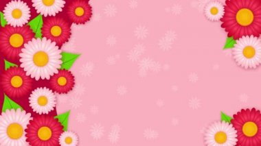 Pembe arka plan beyaz ve pembe çiçekli