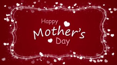 Mutlu anneler günü kalp kırmızı zemin üzerine