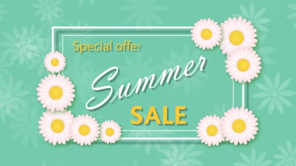 Sommerschlussverkauf mit Rahmen und Blumen — Stockvideo