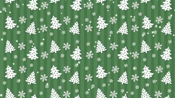 Patrón de fondo de Navidad con árboles de Navidad y copos de nieve — Vídeos de Stock