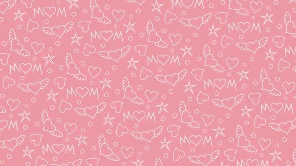 Happy Mothers Day mit Herzen auf rosa Hintergrund — Stockvideo