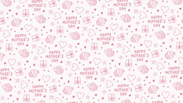 Feliz Día de las Madres con corazones en el fondo rosa — Vídeo de stock