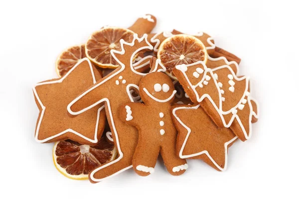 Karácsonyi gyömbér és a méz a cookie-k elszigetelt fehér background — Stock Fotó