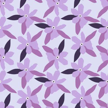Mor Çiçeklerle Kusursuz Çiçek Deseni