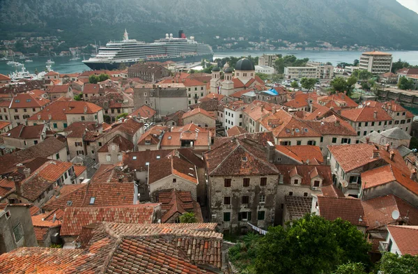 Kotor bay, Old town roofs — Stock Photo, Image