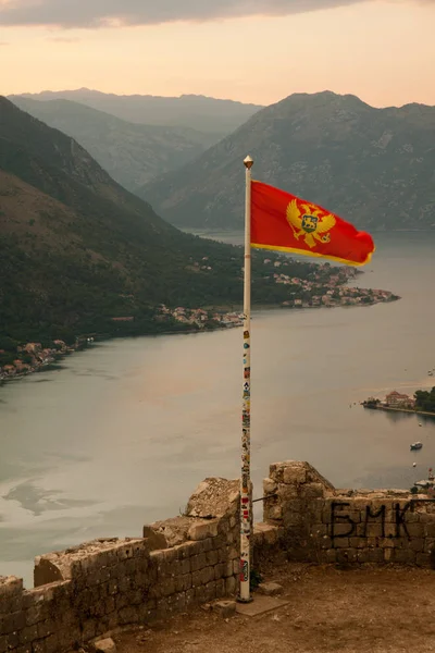 Kotor bay and Old Town from Lovcen Mountain. Montenegro. — Stock Photo, Image